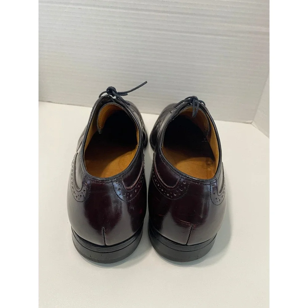 Johnston & Murphy Wingtip Oxford Men 9.5 Burgundy Leather Brogue Dress Shoes